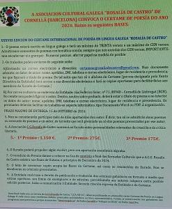 XXXVIII Certamen de poesía "Rosalía de Castro" de la A.C.G. Rosalía de Castro de Cornellá 2024