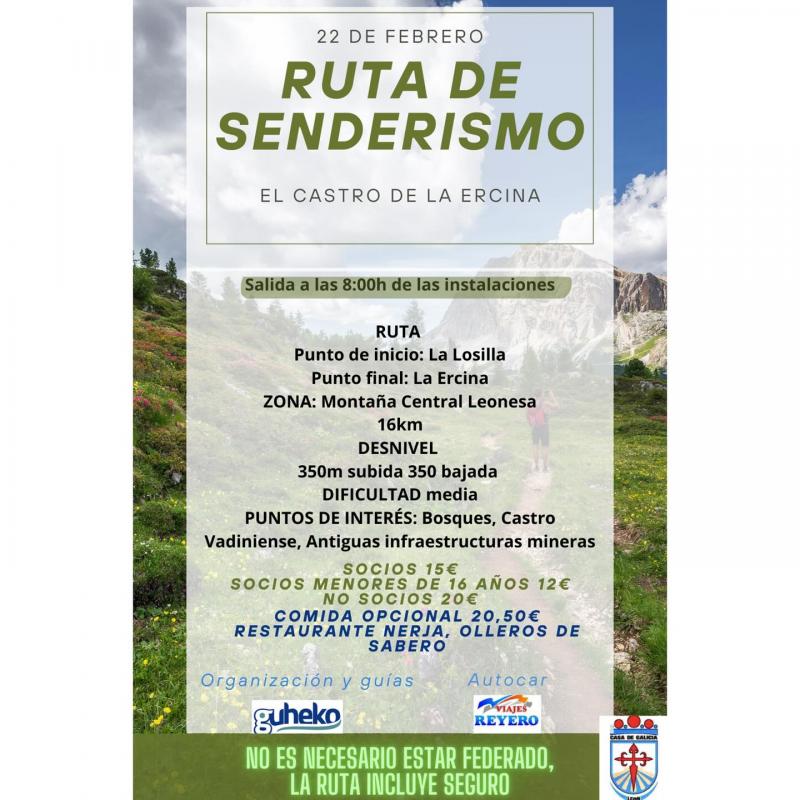 Ruta de sendeirismo polo Castro da Ercina organizada pola Casa de Galicia en León Ruta de sendeirismo polo Castro da Ercina organizada pola Casa de Galicia en León