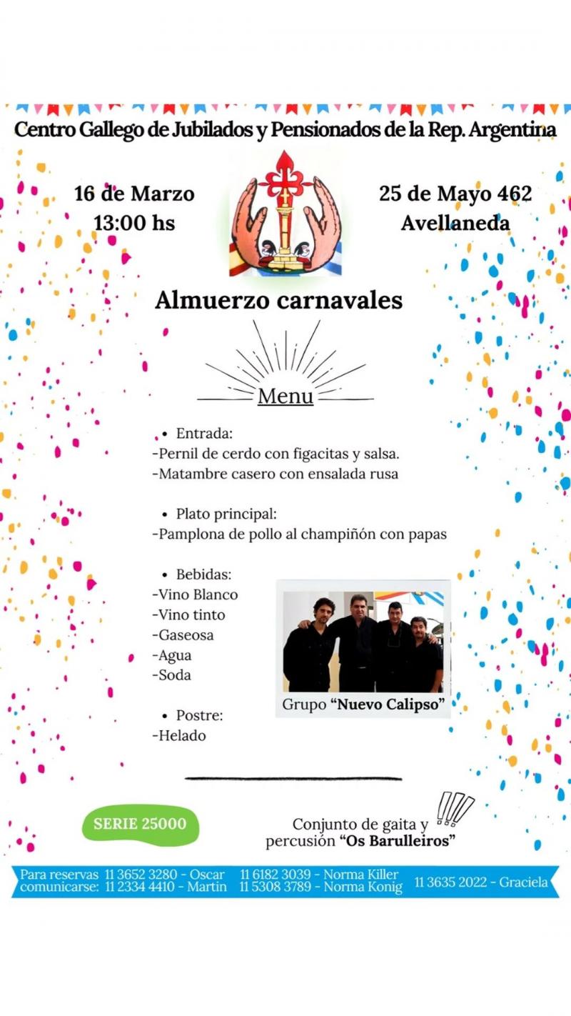 Almorzo de entroido no Centro Galego de Xubilados e Pensionistas da República Arxentina