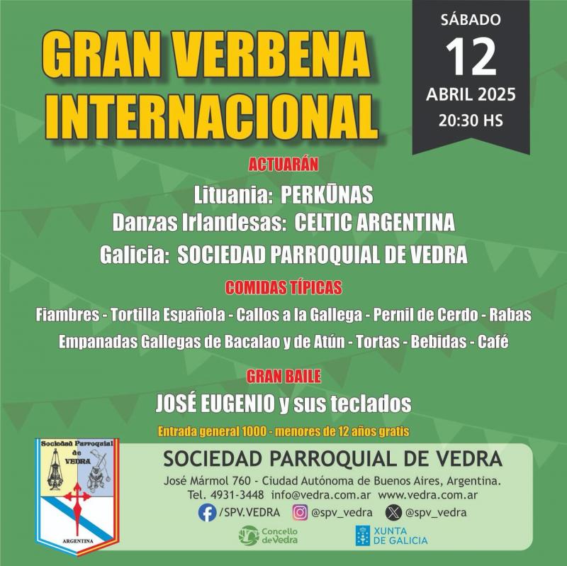 Gran verbena internacional na Sociedade Parroquial de Vedra en Bos Aires Gran verbena internacional na Sociedade Parroquial de Vedra en Bos Aires