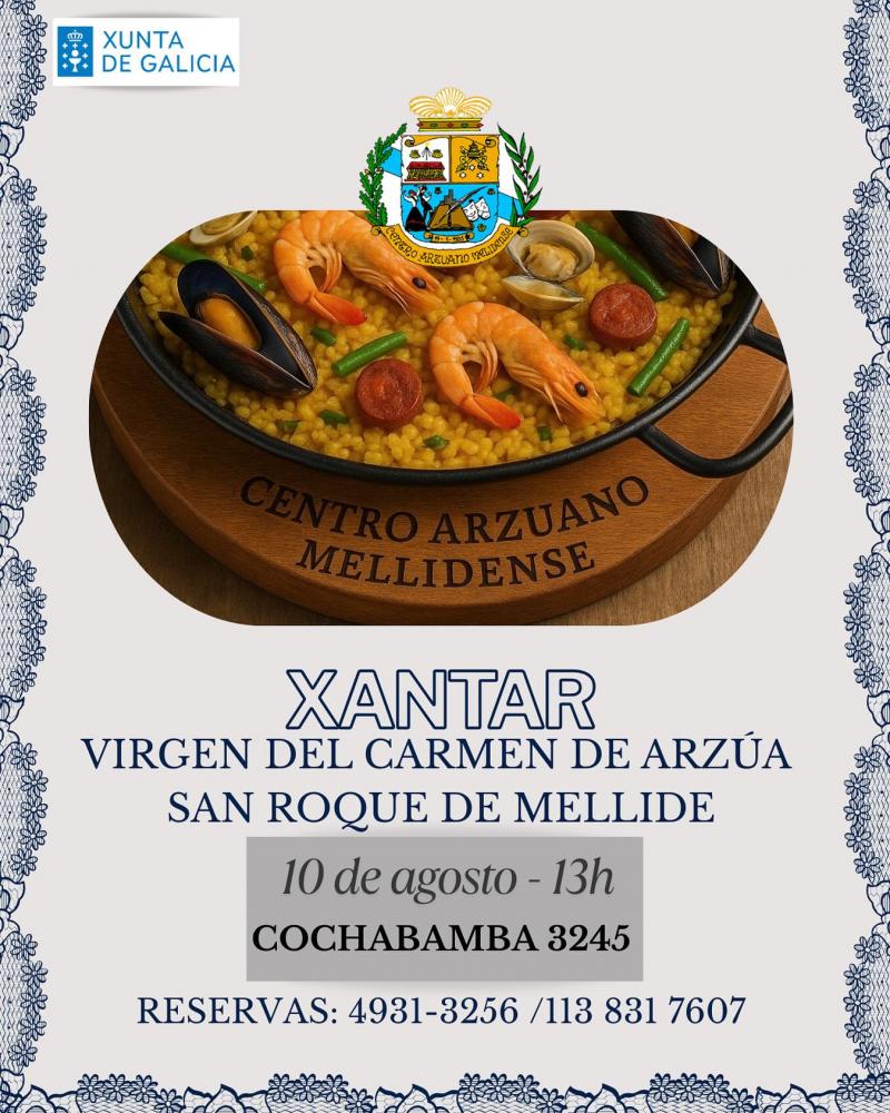 Xantar pola Festa da Virxe do Carme e do San Roque no Centro Arzuán Melidense de Bos Aires