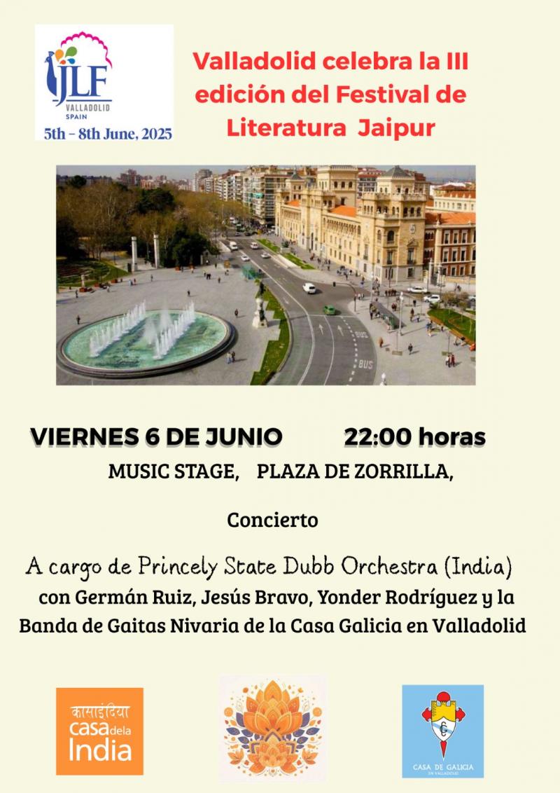 Actuación da Banda de Gaitas Nivaria, da Casa de Galicia en Valladolid, no III Festival de Literatura Jaipur Actuación da Banda de Gaitas Nivaria, da Casa de Galicia en Valladolid, no III Festival de Literatura Jaipur