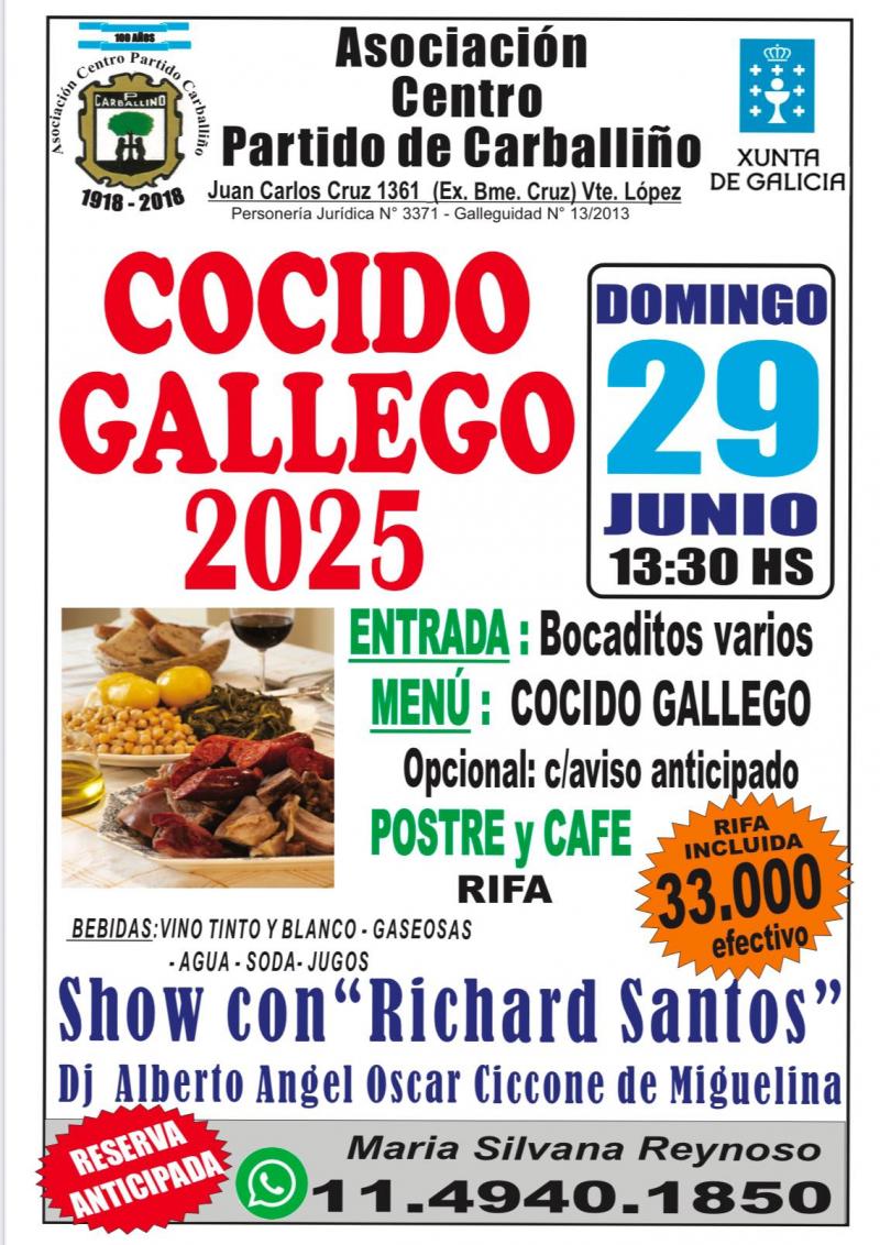 Cocido galego na Asociación Centro Partido de Carballiño en Bos Aires Cocido galego na Asociación Centro Partido de Carballiño en Bos Aires