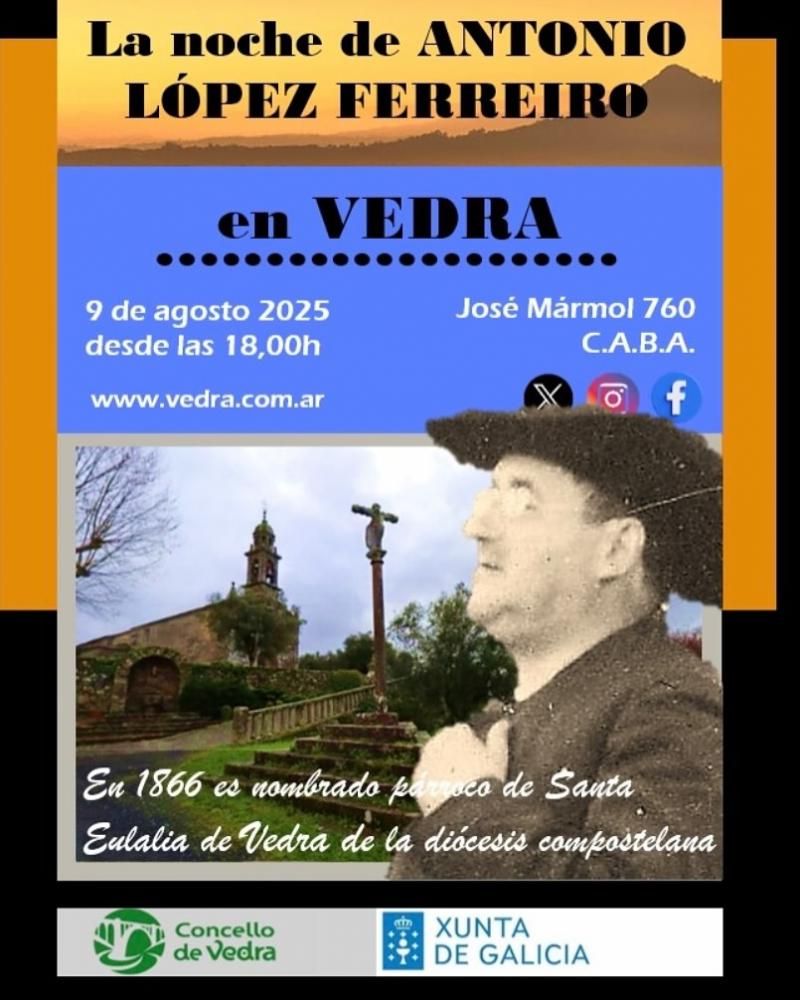 "A noite de Antonio López Ferreiro" na Sociedade Parroquial de Vedra en Bos Aires