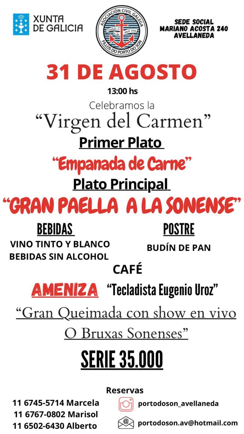 Celebración do Carme na Asociación Civil Galega Fillos do Porto do Son en Avellaneda