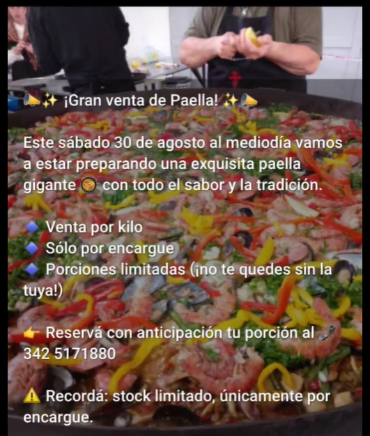 Gran paella no Centro Galego de Santa Fe, en Arxentina