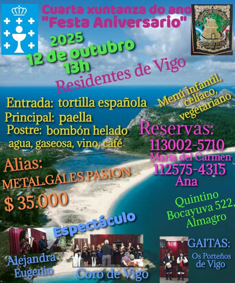 Festa aniversario da Asociación de Residentes de Vigo en Bos Aires.
