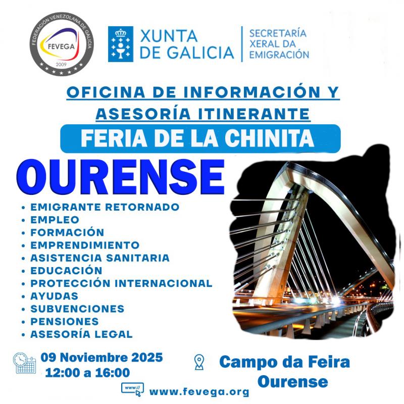 Oficina de Información e Asesoría Itinerante da Federación Venezolana de Galicia (FEVEGA) en Ourense.