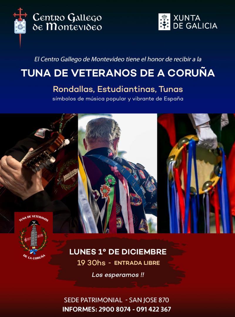 Actuación da Tuna de Veteranos de A Coruña no Centro Galego de Montevideo.