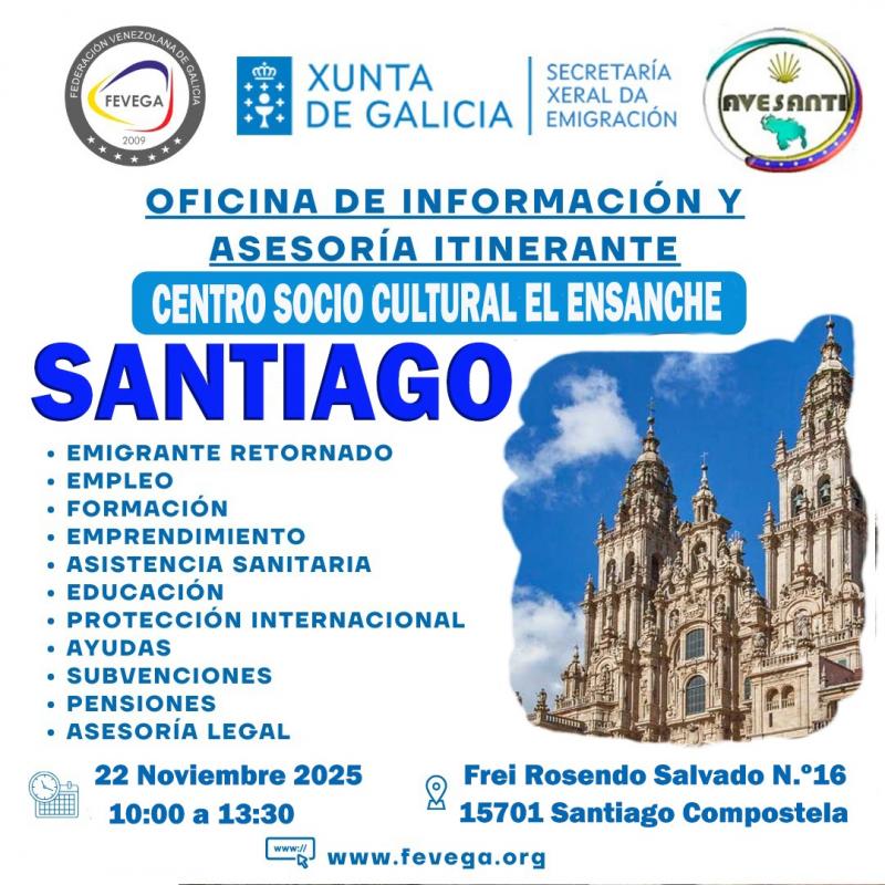 Oficina de Información y Asesoría Itinerante de la Federación Venezolana de Galicia (FEVEGA) en Santiago de Compostela