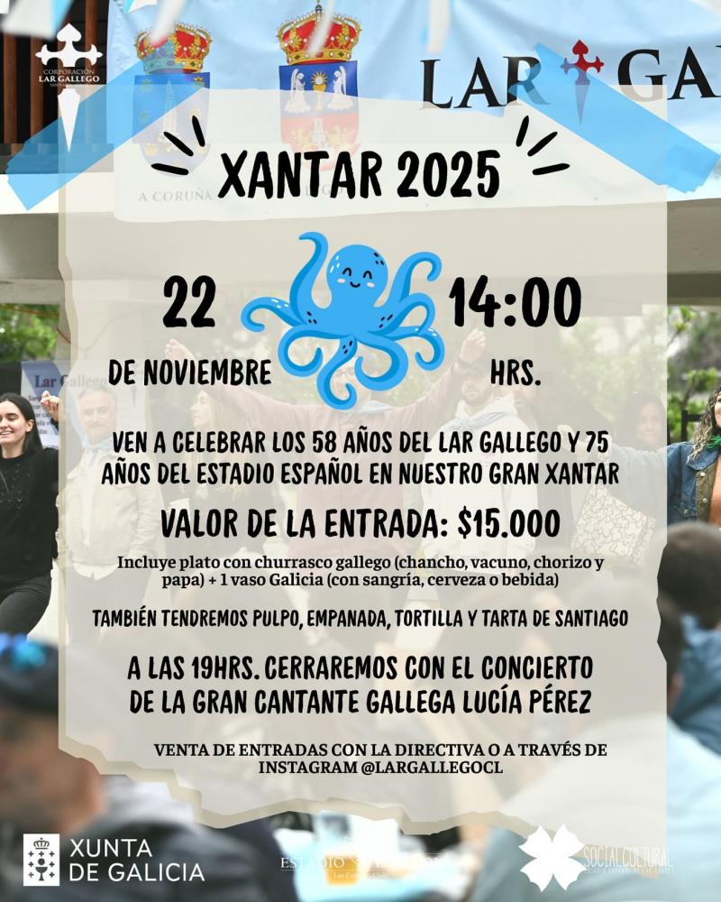 Gran Xantar 2025 en el Lar Gallego de Chile. Gran Xantar 2025 en el Lar Gallego de Chile.
