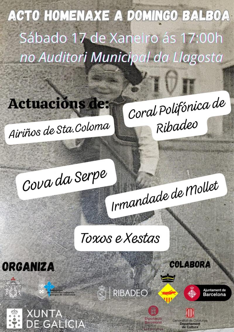 Acto homenaje a Domingo Balboa organizado por el Centro Gallego de La Llagosta.