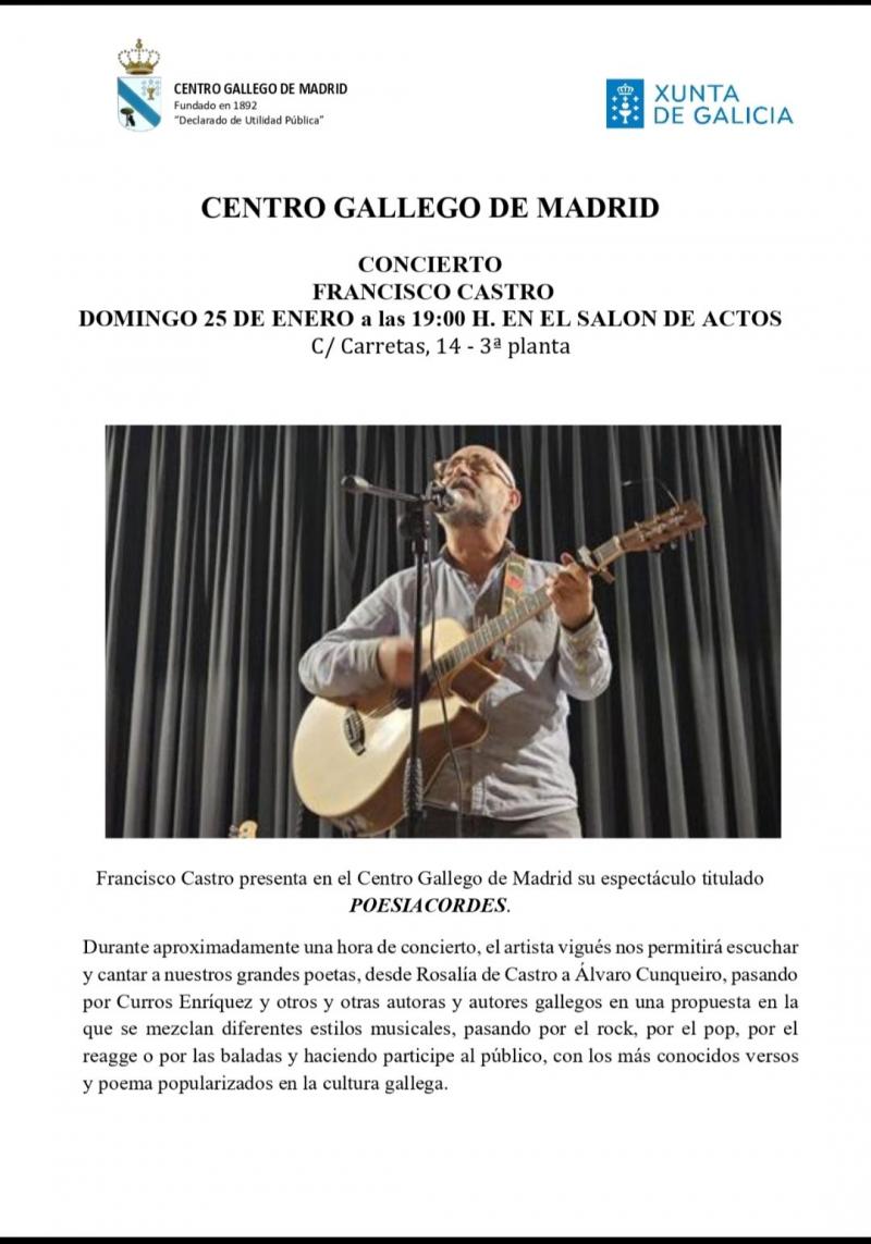 Concierto de Francisco Castro en el Centro Gallego de Madrid.