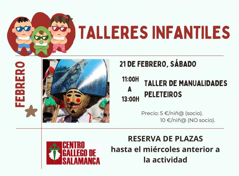 Obradoiro infantil de peliqueiros no Centro Galego de Salamanca.