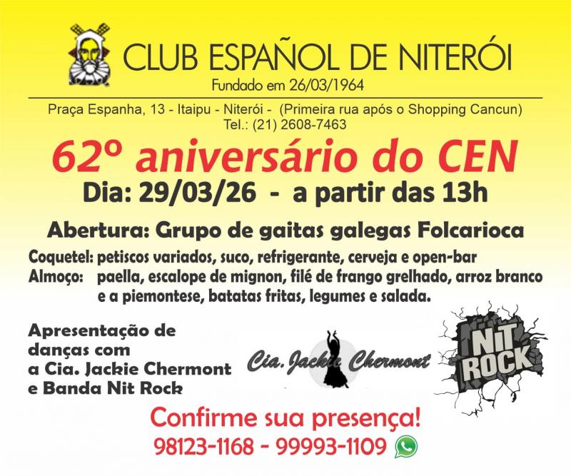 62 aniversario do Club Español de Niterói en Brasil.