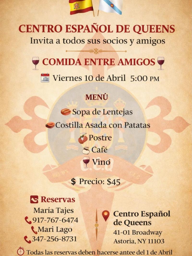 Comida entre amigos en el Centro Español de Queens.