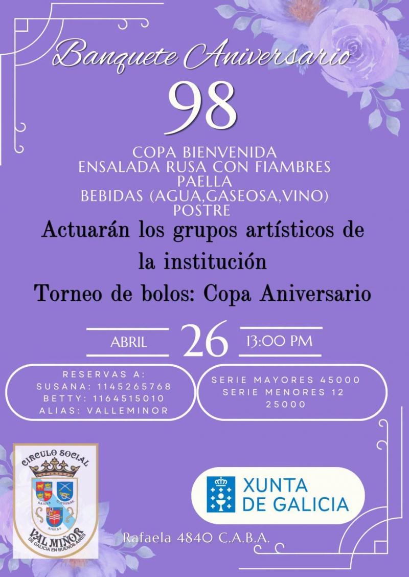 98 aniversario do Círculo Social Val Miñor de Galicia en Bos Aires.