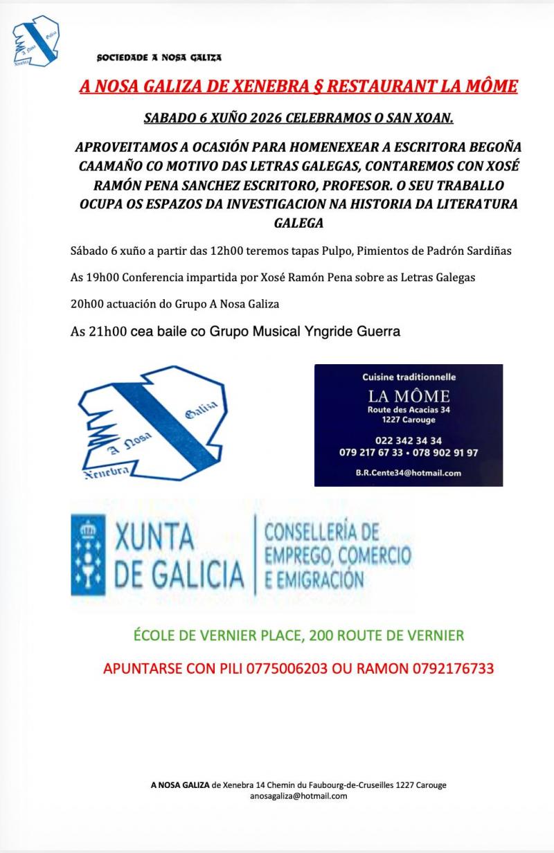 Celebración del San Juan en la Sociedad Nosa Galiza de Ginebra.
