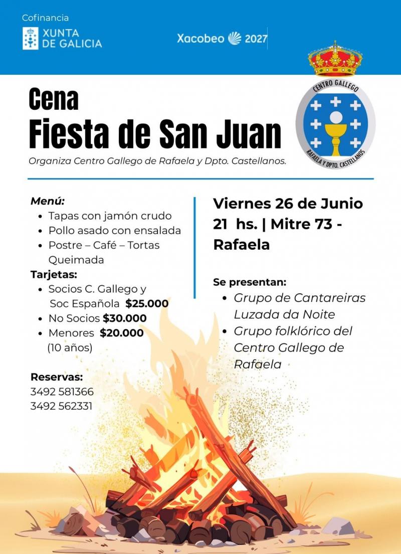 Cea festa de San Xoán no Centro Galego de Rafaela e Departamento Castellanos.