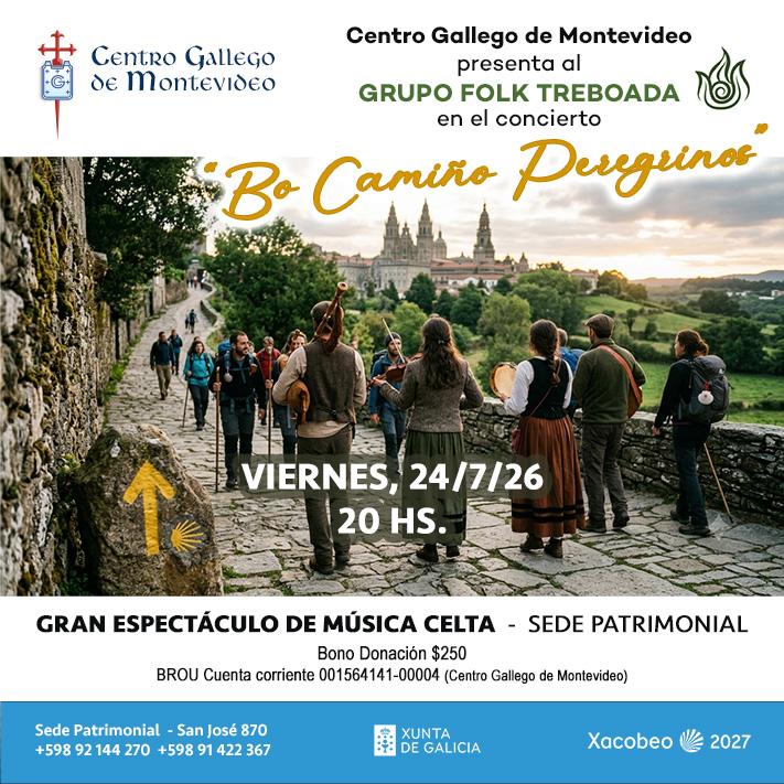 Música do Camiño de Santiago con Treboada no Centro Galego de Montevideo.