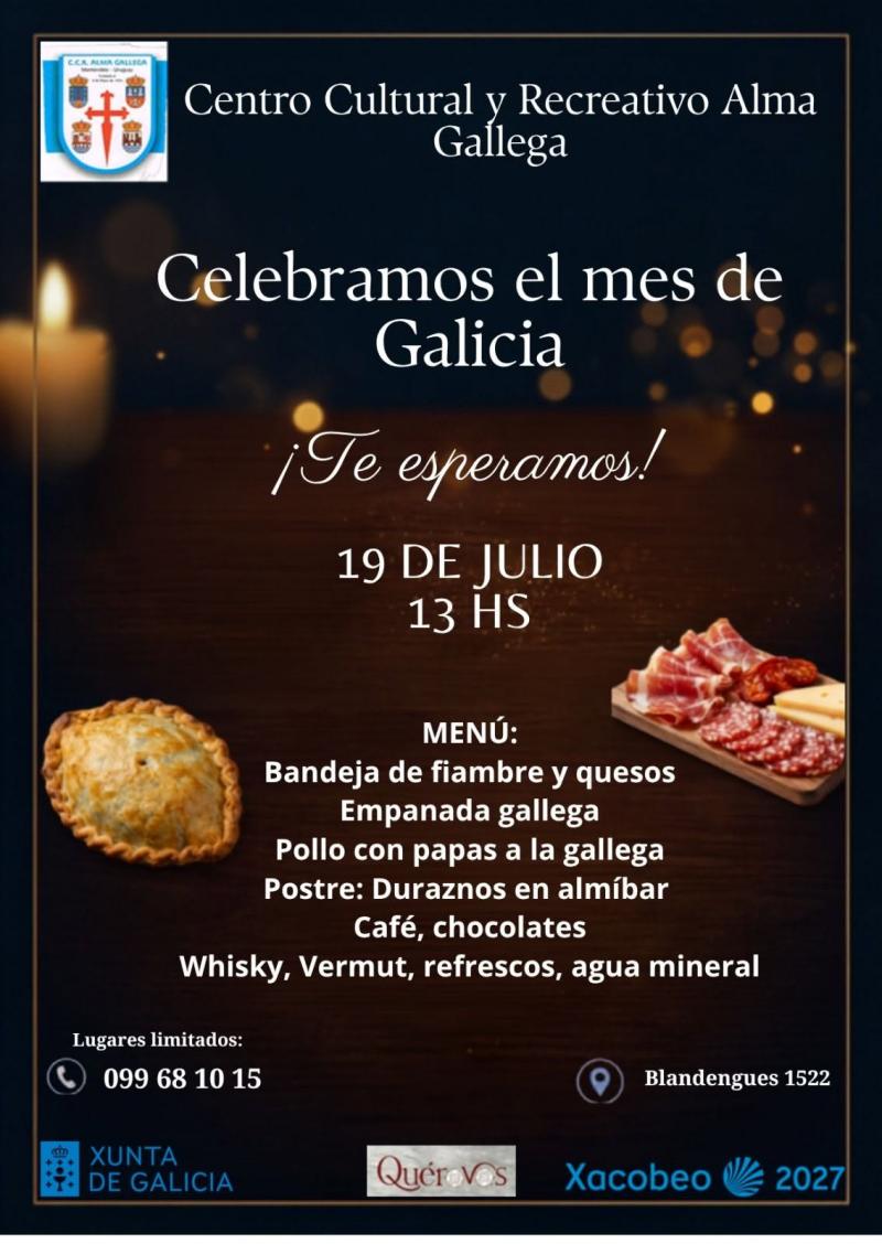 Celebración do mes de Galicia no Centro Cultural e Recreativo Alma Galega en Montevideo.