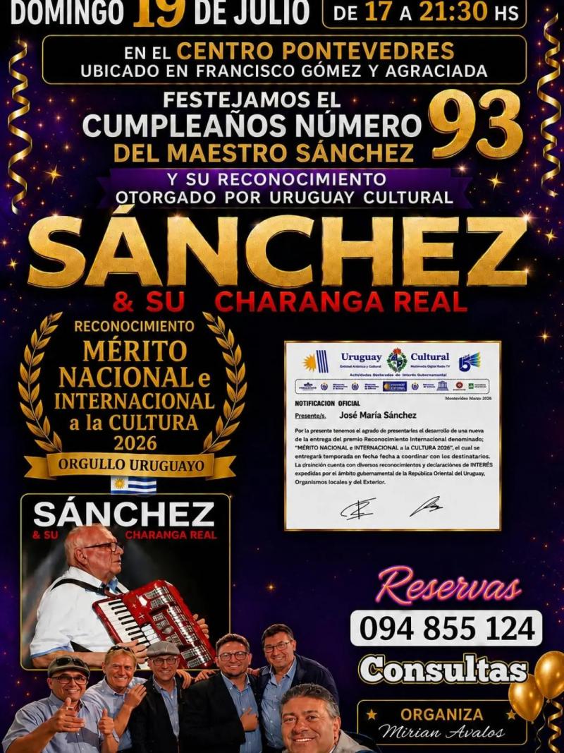 93 aniversario do mestre Sánchez no Centro Pontevedrés de Montevideo.