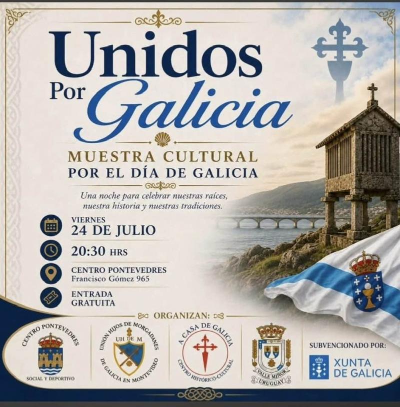 Mostra cultural "Unidos por Galicia" no Centro Pontevedrés de Montevideo.