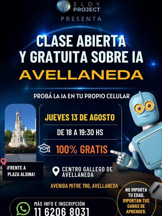 Clase aberta e gratuíta sobre IA no Centro Galego de Avellaneda. Clase aberta e gratuíta sobre IA no Centro Galego de Avellaneda.