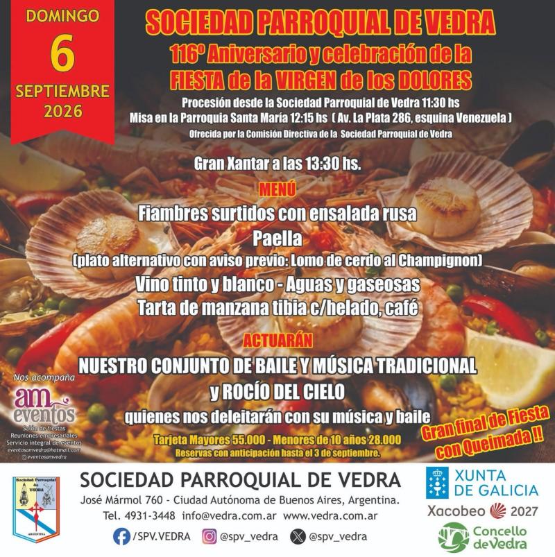 116 aniversario da Sociedade Parroquial de Vedra en Bos Aires. 116 aniversario da Sociedade Parroquial de Vedra en Bos Aires.