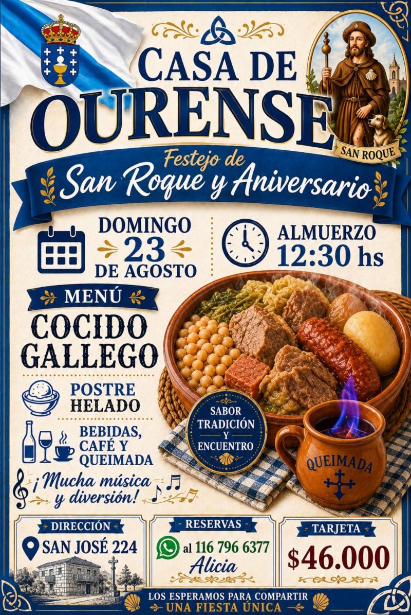 Aniversario e festa do San Roque na Casa de Ourense en Bos Aires. Aniversario e festa do San Roque na Casa de Ourense en Bos Aires.