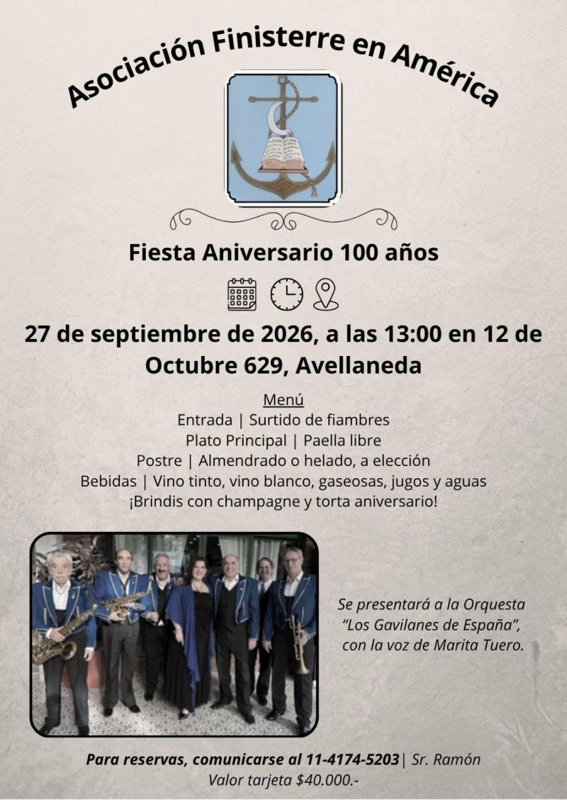 Fiesta 100 aniversario de la Asociación Finisterre en América.