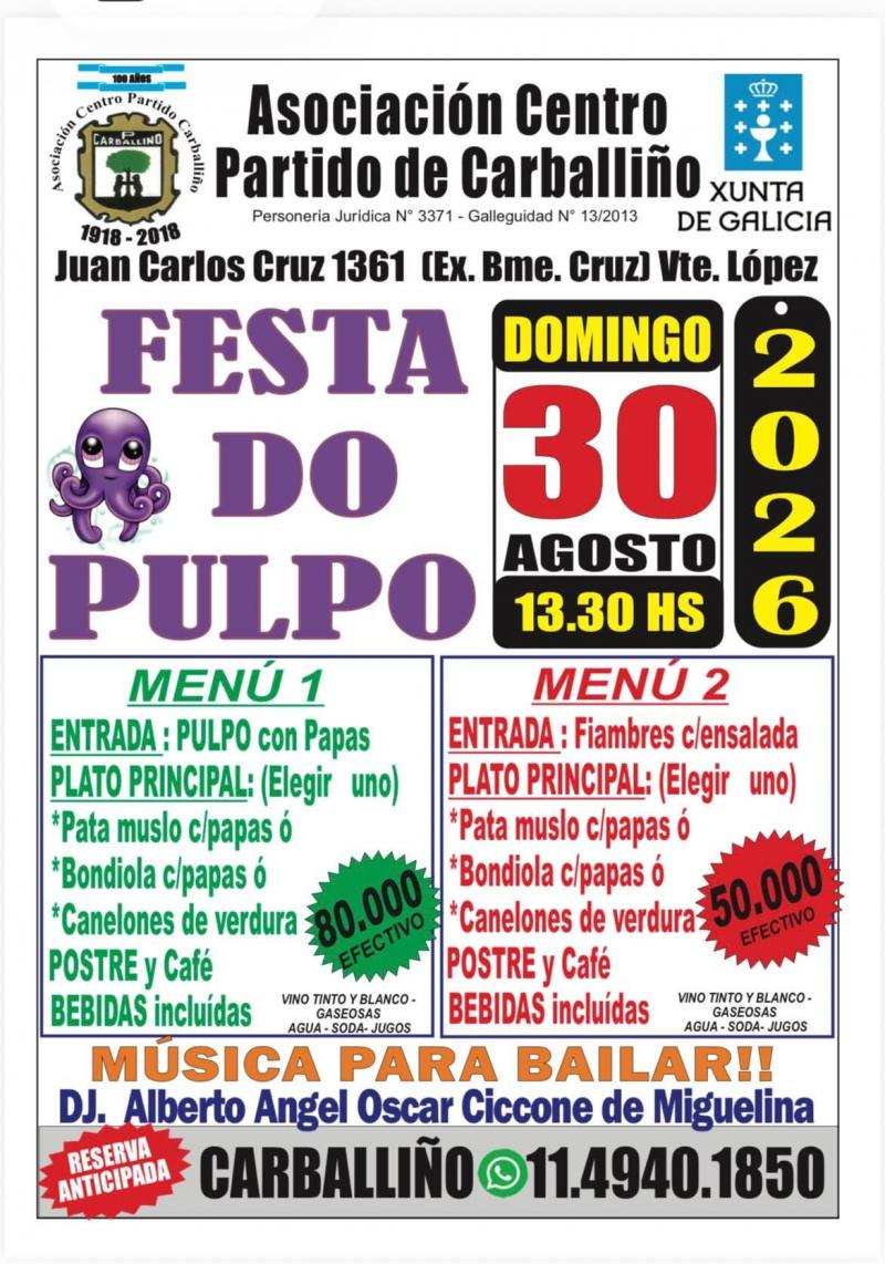 Festa do polbo na Asociación Centro Partido de Carballiño en Bos Aires. Festa do polbo na Asociación Centro Partido de Carballiño en Bos Aires.