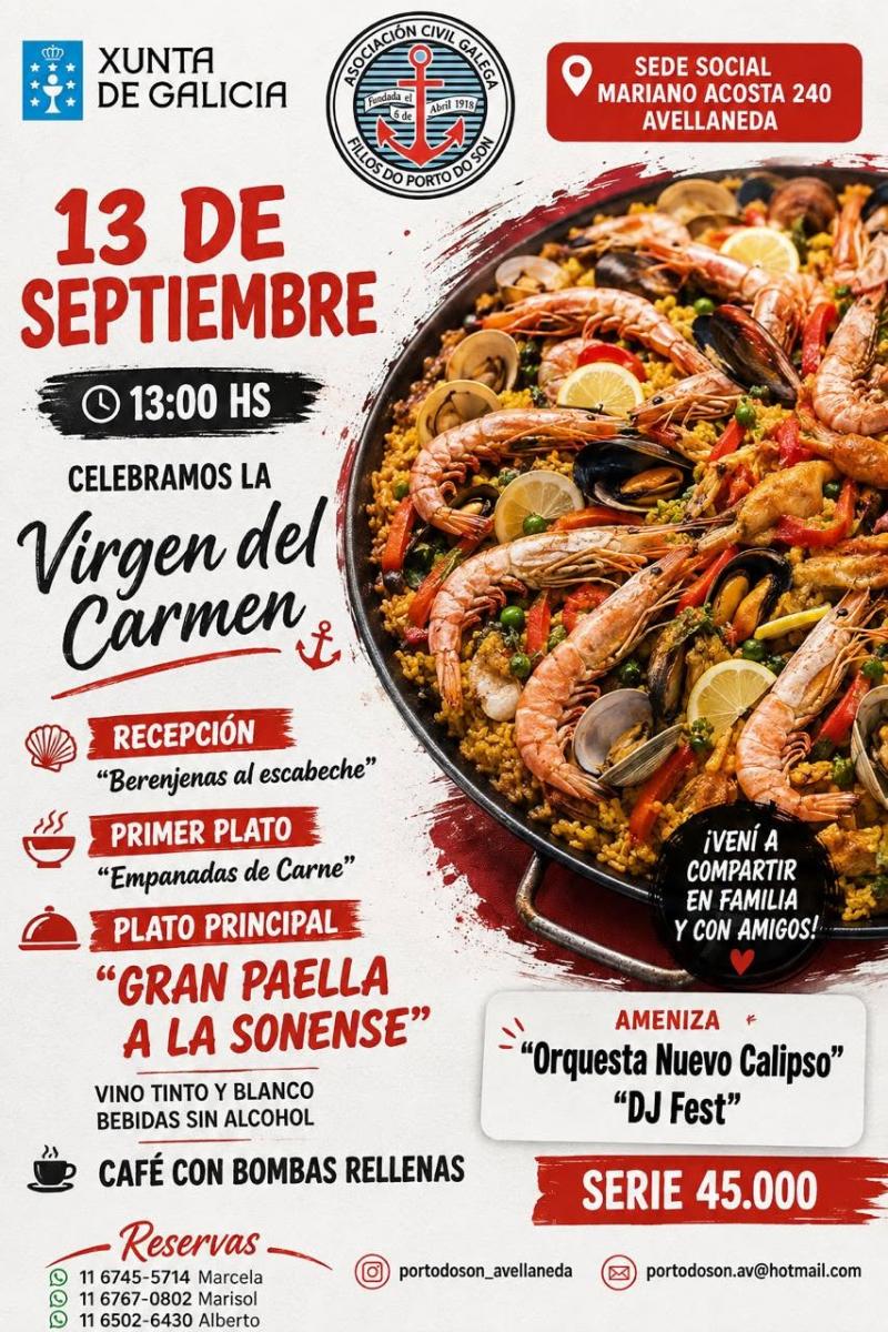 Fiesta del Carmen en la Asociación Civil Galega Fillos do Porto do Son en Avellaneda.