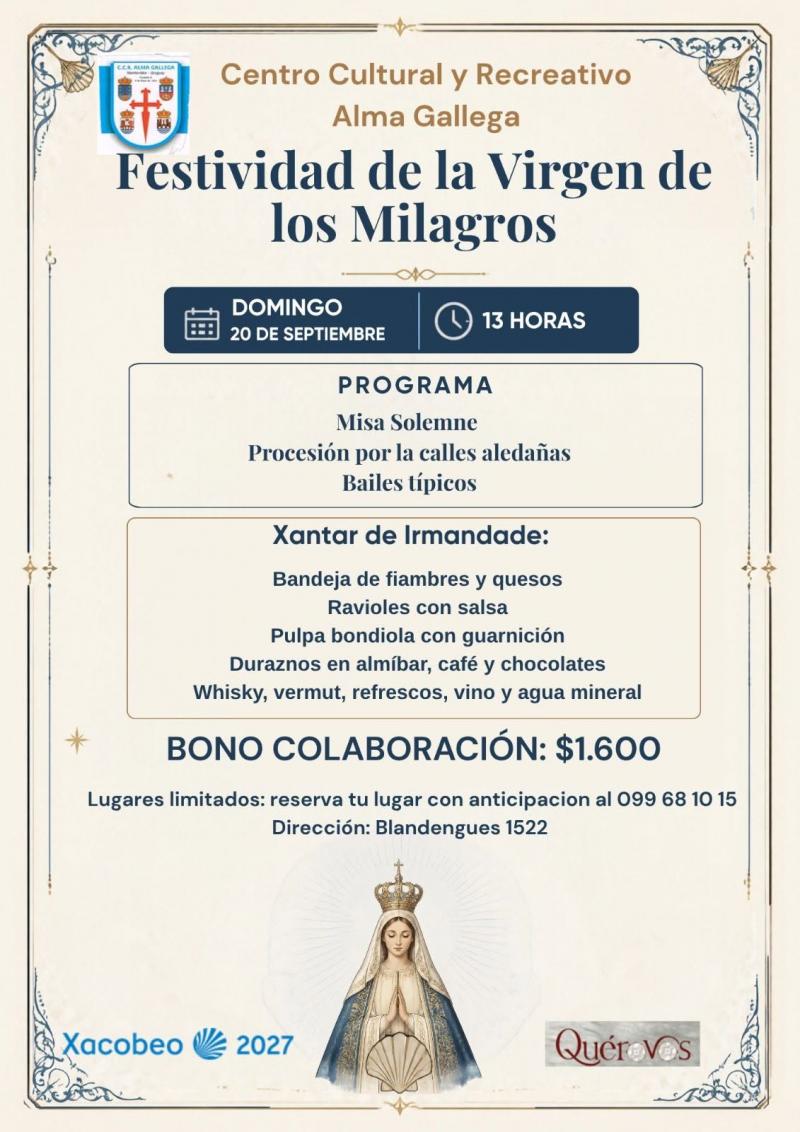 Festividad de la "Virgen de los Milagros" en el Centro Cultural y Recreativo Alma Gallega de Montevideo.