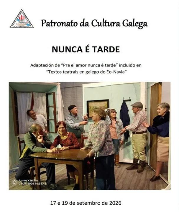 Presentación de la obra 'Nunca é tarde' en el Patronato de la Cultura Gallega de Montevideo.