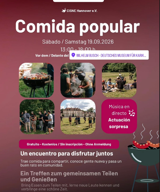 Comida popular en la Asociación CISNE Hannover.