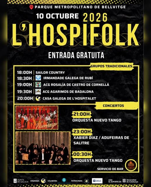 L'HospiFolk 2026 organizado por la Casa Galega de L'Hospitalet.