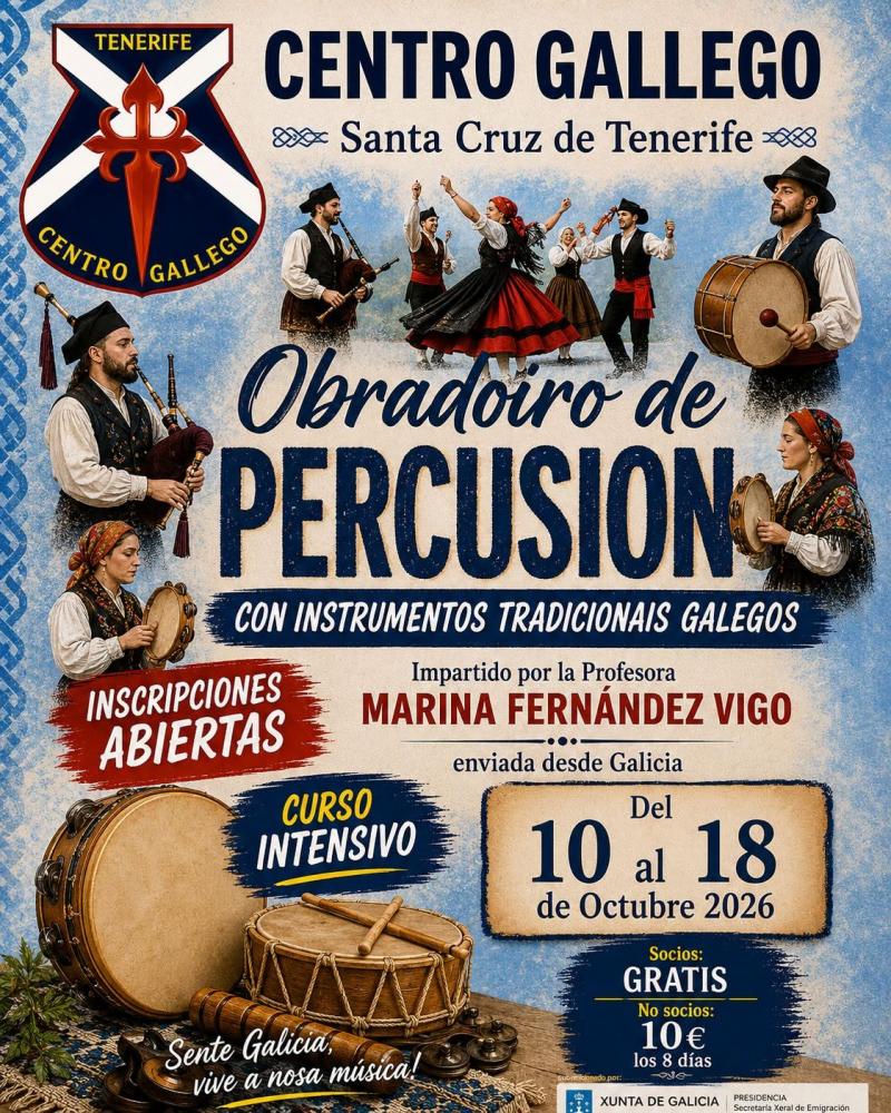 Taller de percusión en el Centro Gallego de Santa Cruz de Tenerife. Taller de percusión en el Centro Gallego de Santa Cruz de Tenerife.