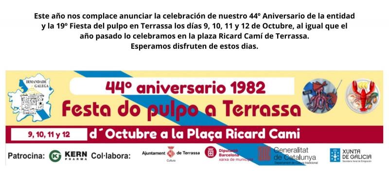 44 aniversario e 19ª Festa do Polbo en Terrassa da Irmandade Galega O Noso Lar.