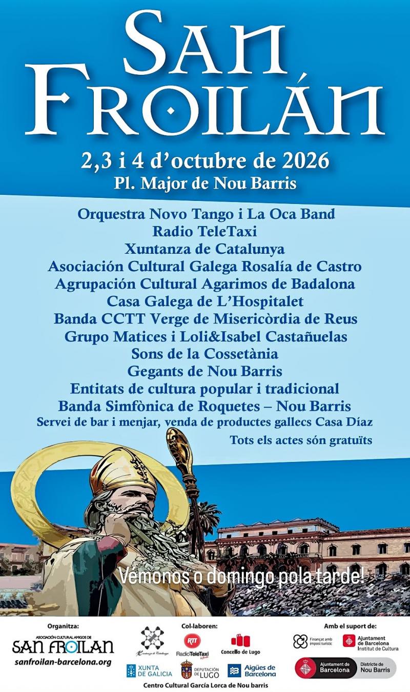 Festa galega do San Froilán 2026 en Nou Barris, Barcelona. Festa galega do San Froilán 2026 en Nou Barris, Barcelona.