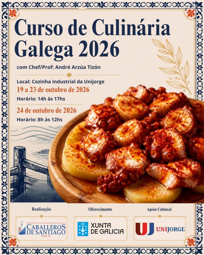 Curso de cociña galega, co cociñeiro André Arzúa, na Asociação Cultural Hispano-Galega Caballeros de Santiago, en Salvador de Bahía.