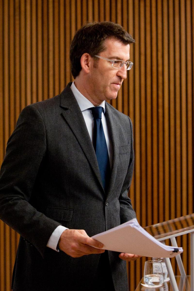  El presidente de la Xunta, Alberto Núñez Feijóo, en la rueda de prensa del Consello. Autor: Xoán Crespo. 