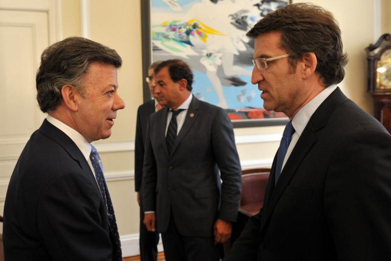 El presidente de la Xunta se reunió con el presidente colombiano, Juan Manuel Santos. 
