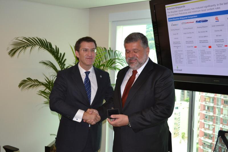 Núñez Feijóo co conselleiro delegado de Sete Brasil, Joâo Carlos Ferraz, co que tamén mantivo hoxe unha xuntanza de traballo.