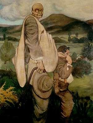 Na imaxe, o lenzo de Castelao 'Camiño da festa', doado polo autor rianxeiro á sociedade. Foto: La Voz de Galicia.