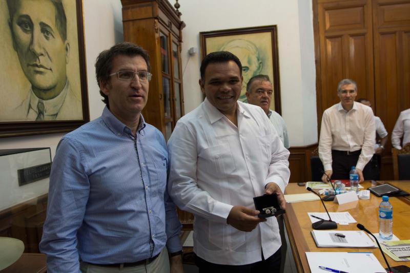 O presidente da Xunta na súa reunión de hoxe co gobernador do Estado de Iucatán, Rolando Zapata.