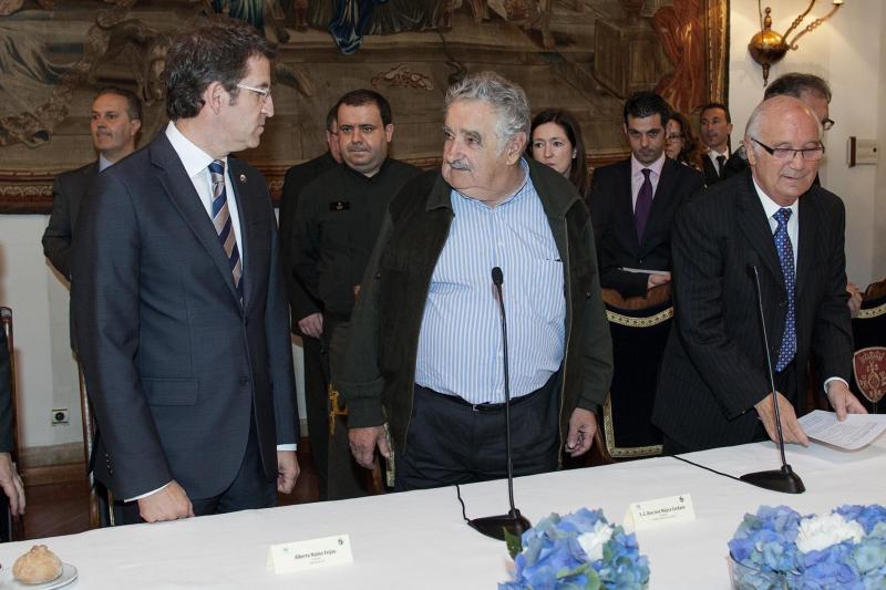 O mandatario galego asistiu este mediodía ao xantar que a CEG ofreceu ao presidente uruguaio. Foto: Xoán Crespo