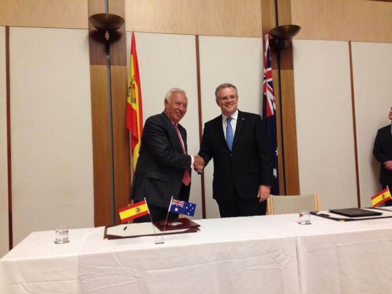 El ministro de Asuntos Exteriores y de Cooperación, García-Margallo, y el ministro australiano de Inmigración, Scott Morrison