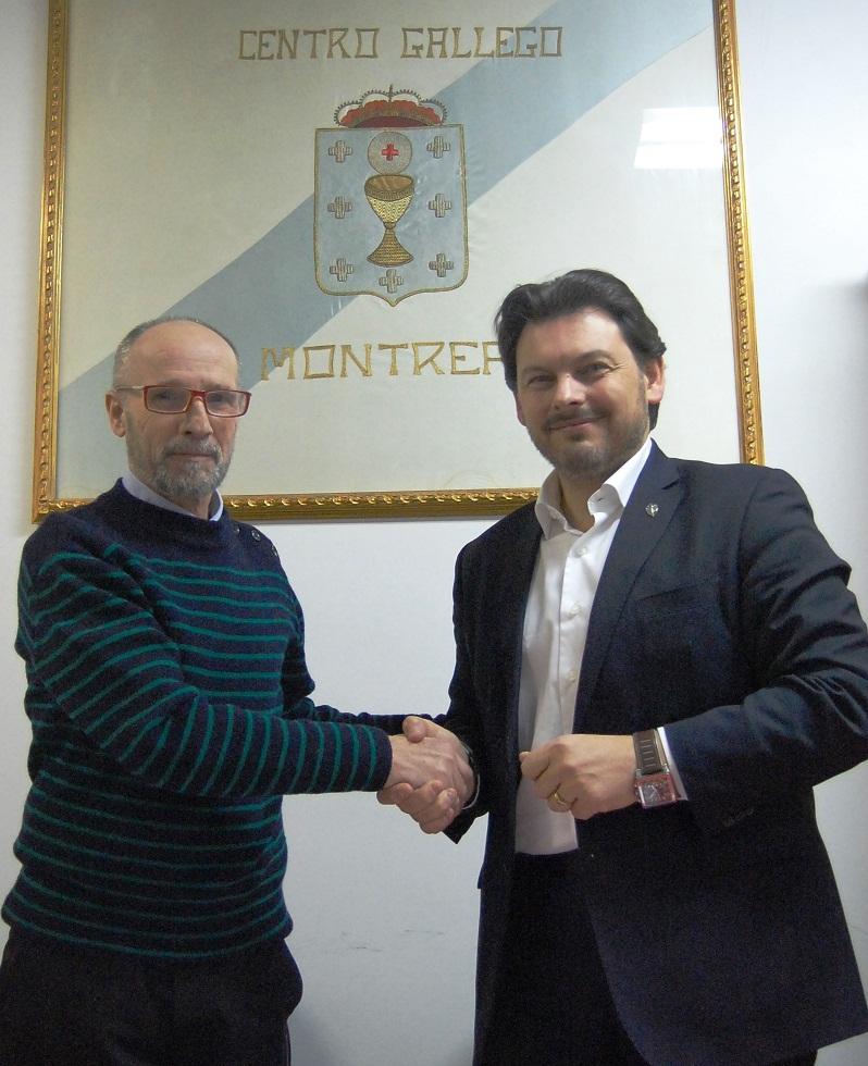 Miranda con el presidente del Centro Gallego de Montreal