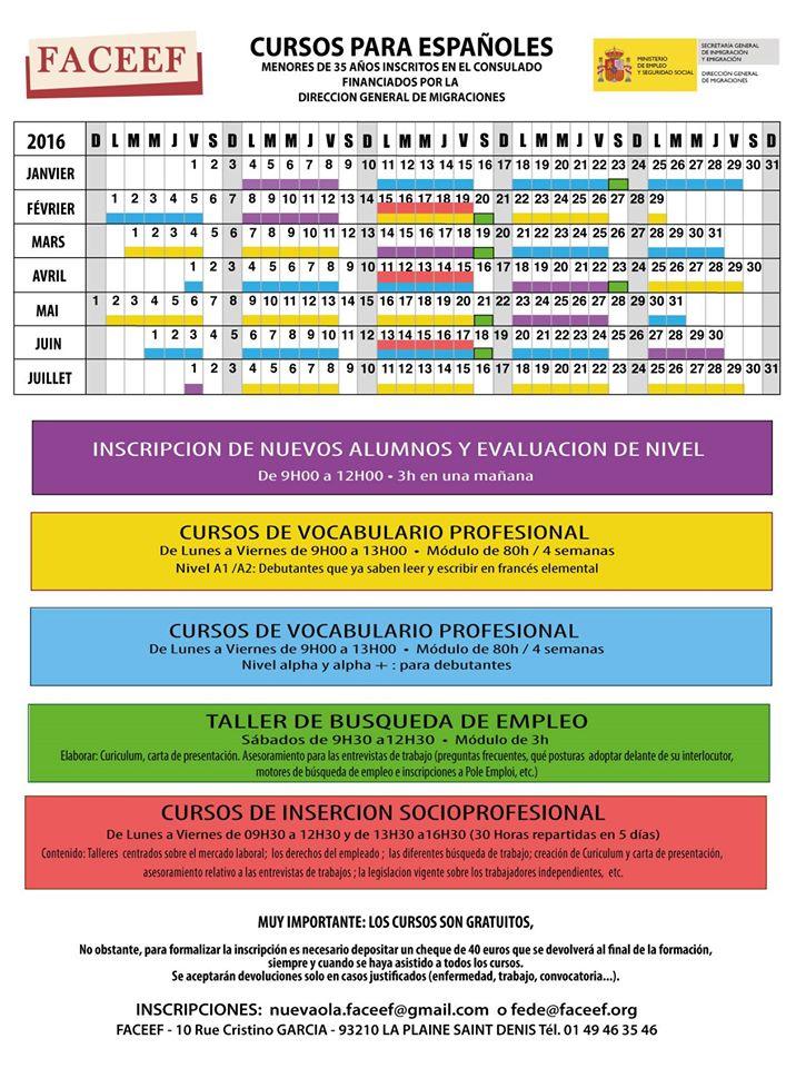 Calendario cursos 2016